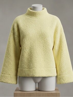 GAP Pale Yellow Teddy Fleece Mock Neck Jacket